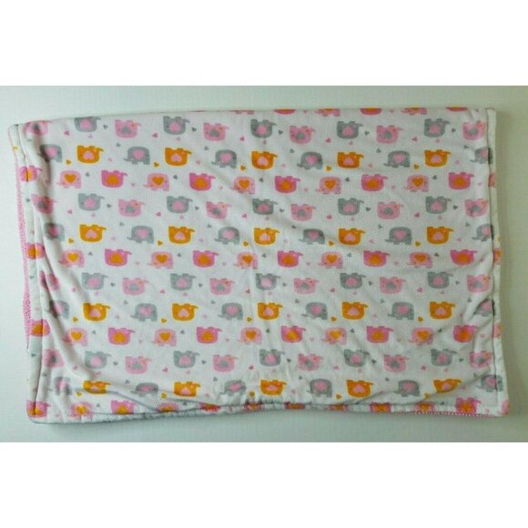 Nuby Baby Blanket Elephants and Hearts White Orange Gray Pink Sherpa 30 x 40 Nur - Picture 7 of 9